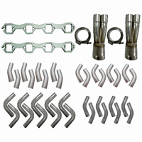 Ford Windsor 289 302 351 V8 Stainless Steel Extractor 4-1 Kit 1 3/4" Mandrel Bends Plates Cones