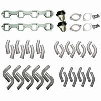 Ford Windsor 289 302 351 V8 Stainless Steel Extractor 4-1 Kit 1 3/4" Mandrel Bends Plates Cones