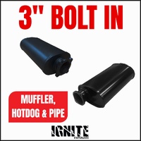 Ignite Exhaust 3" Bolt in Muffler, Hotdog & Pipe